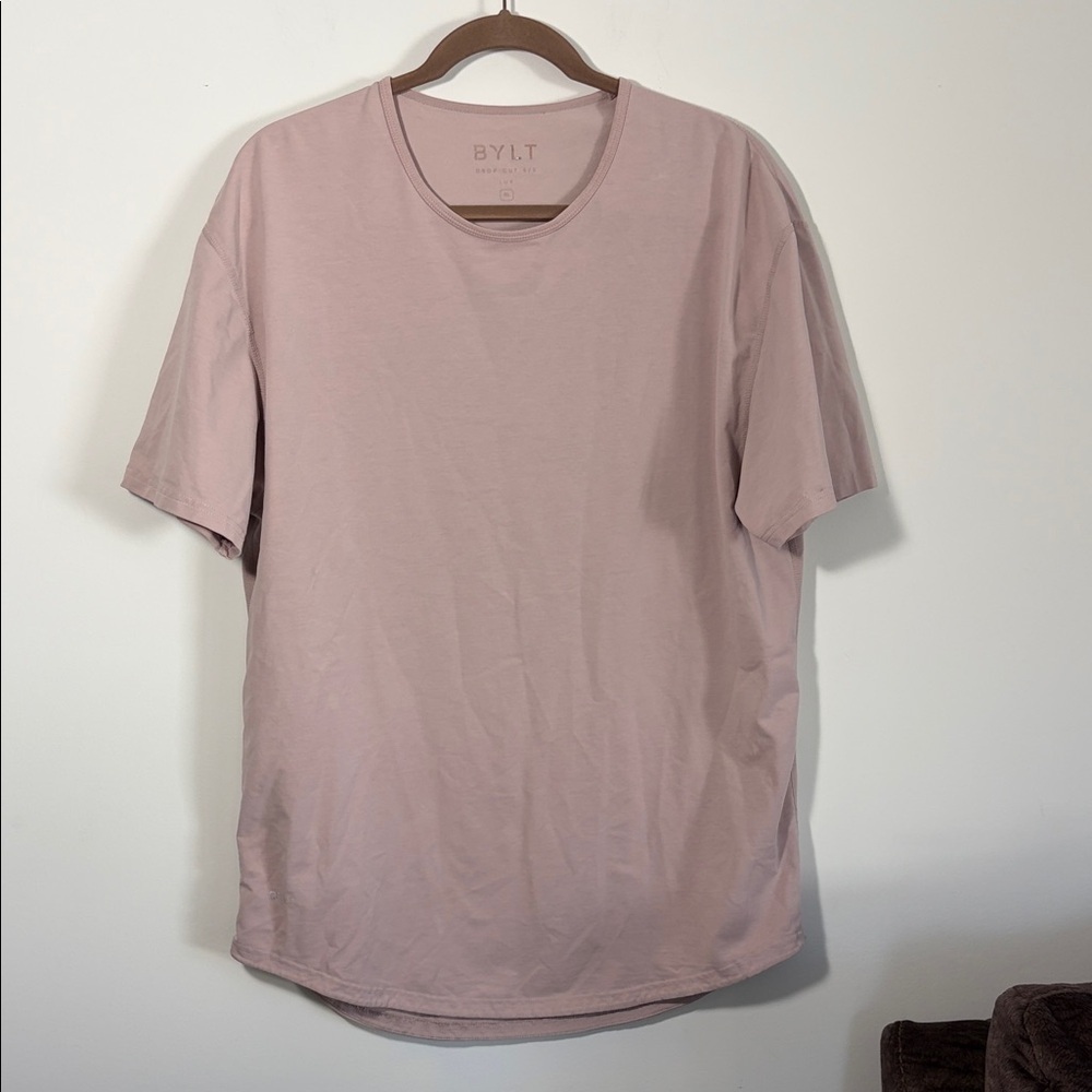 BYLT Drop Cut S/S Crewneck T-Shirt in Taupe/tan-XL